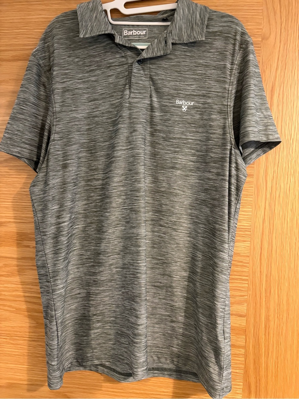 Barbour Men's Grey Heathered Short Sleeve Polo Sports Shirt, Size M